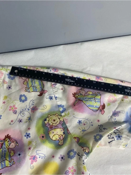 Disney Winnie the Pooh "Such a Lazy Day" V-neck scrub top Women Large Flaw - Picture 12 of 15